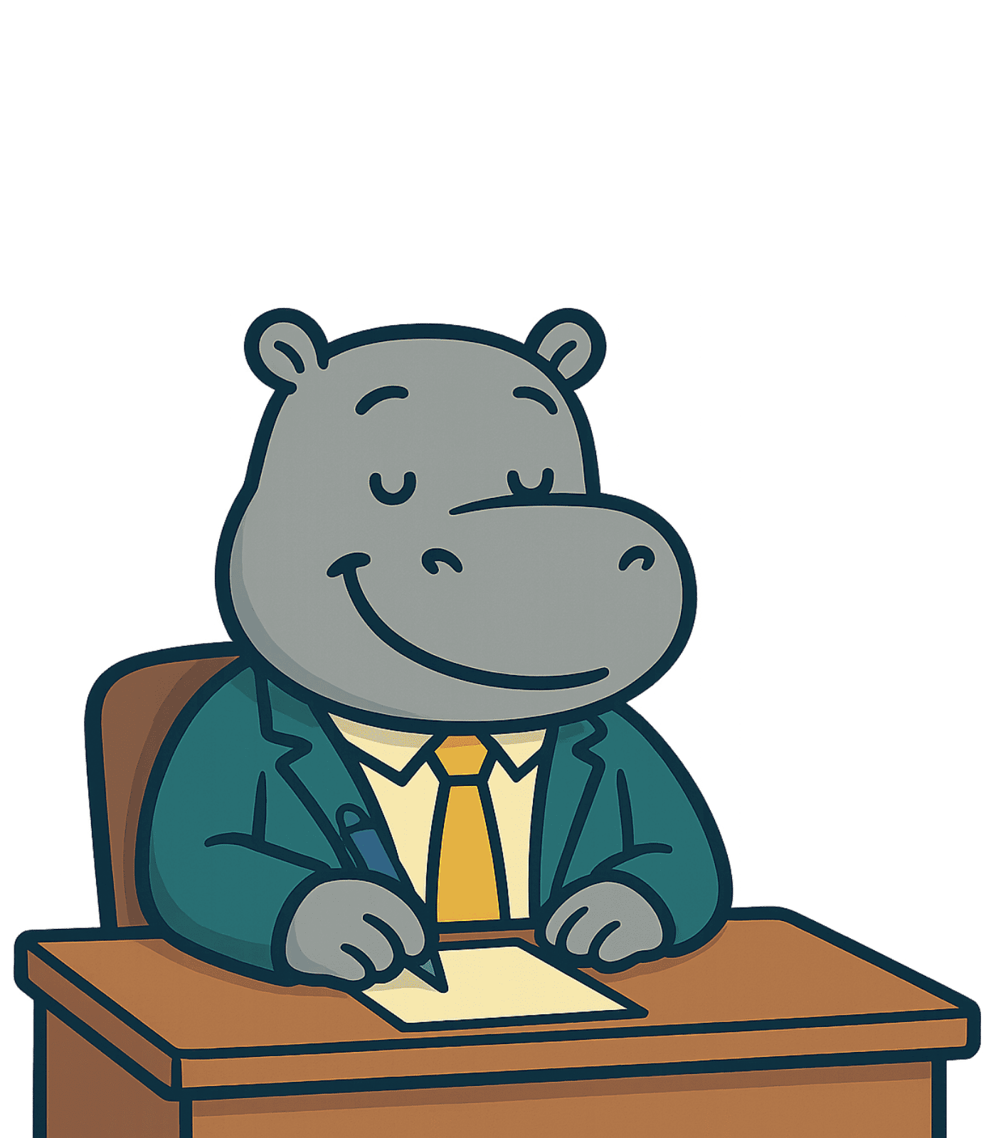 Hipopótamo escribiendo en formulario