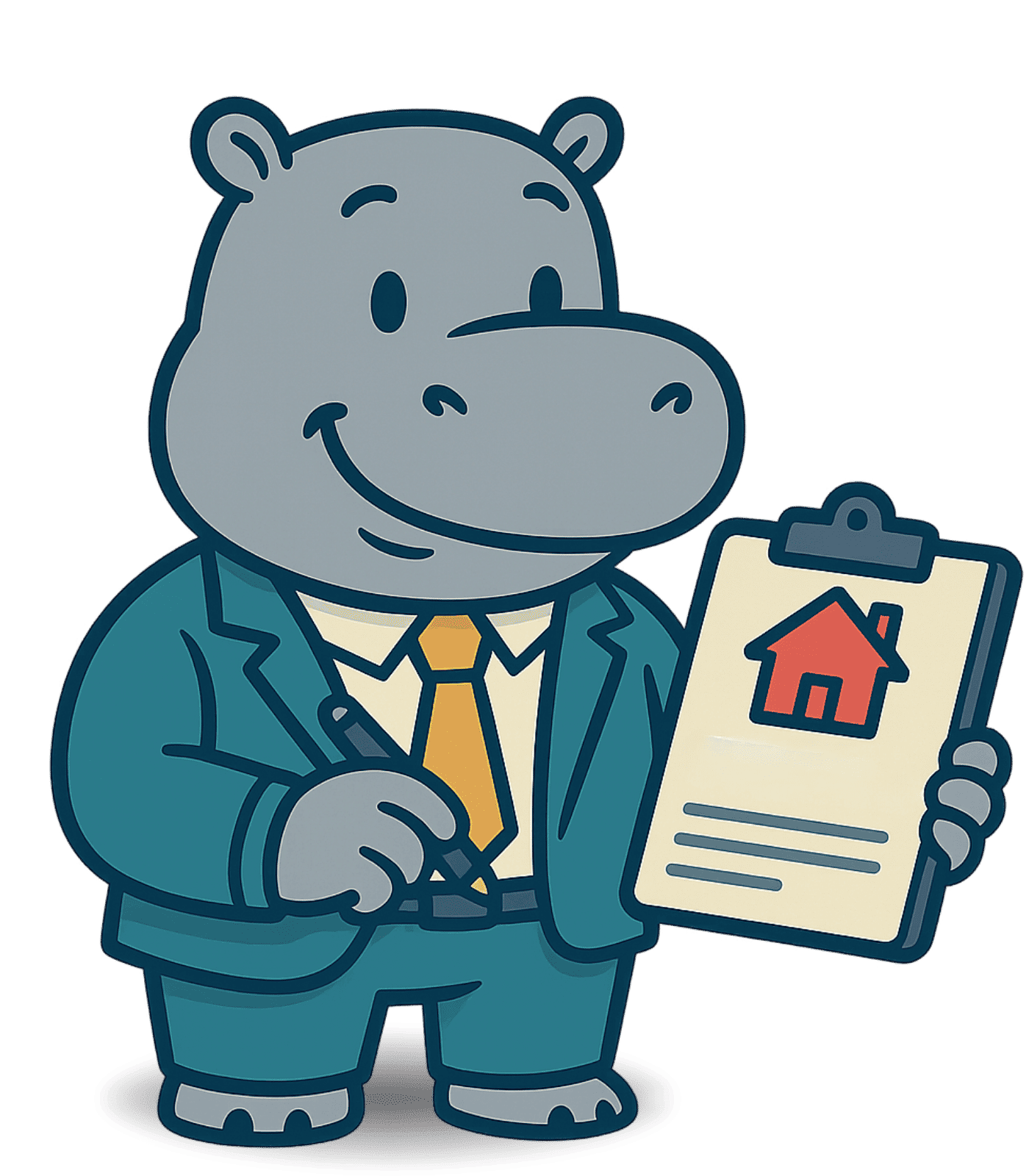 Hipopótamo revisando una hipoteca